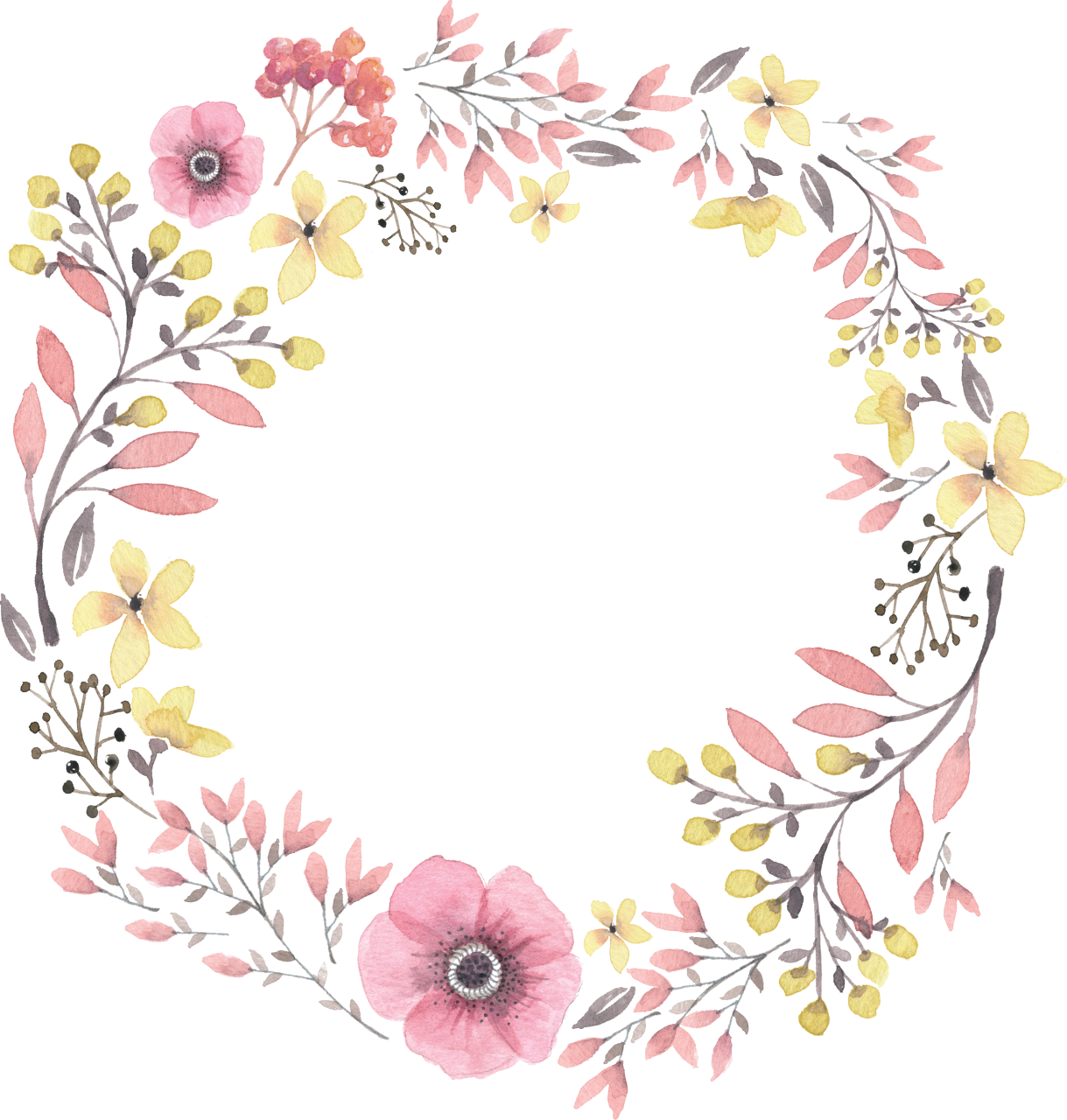 Round Flower Wreath PNG HD Image