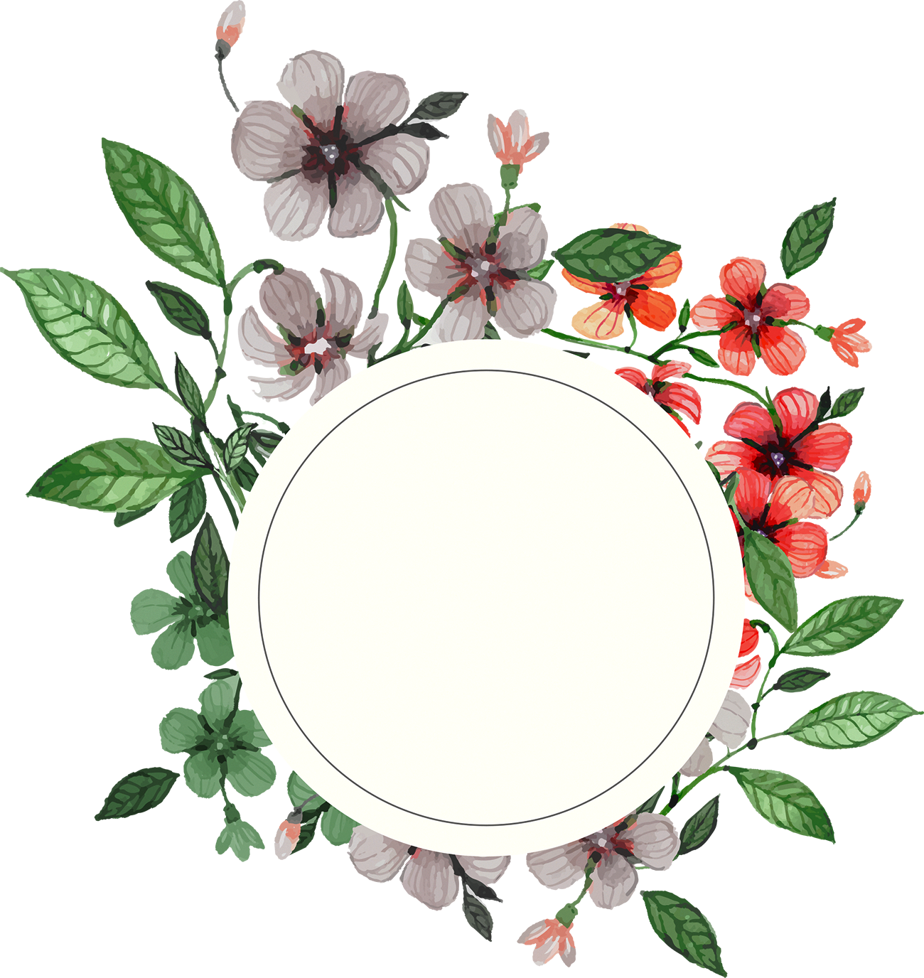 Round Flower Wreath PNG Image File