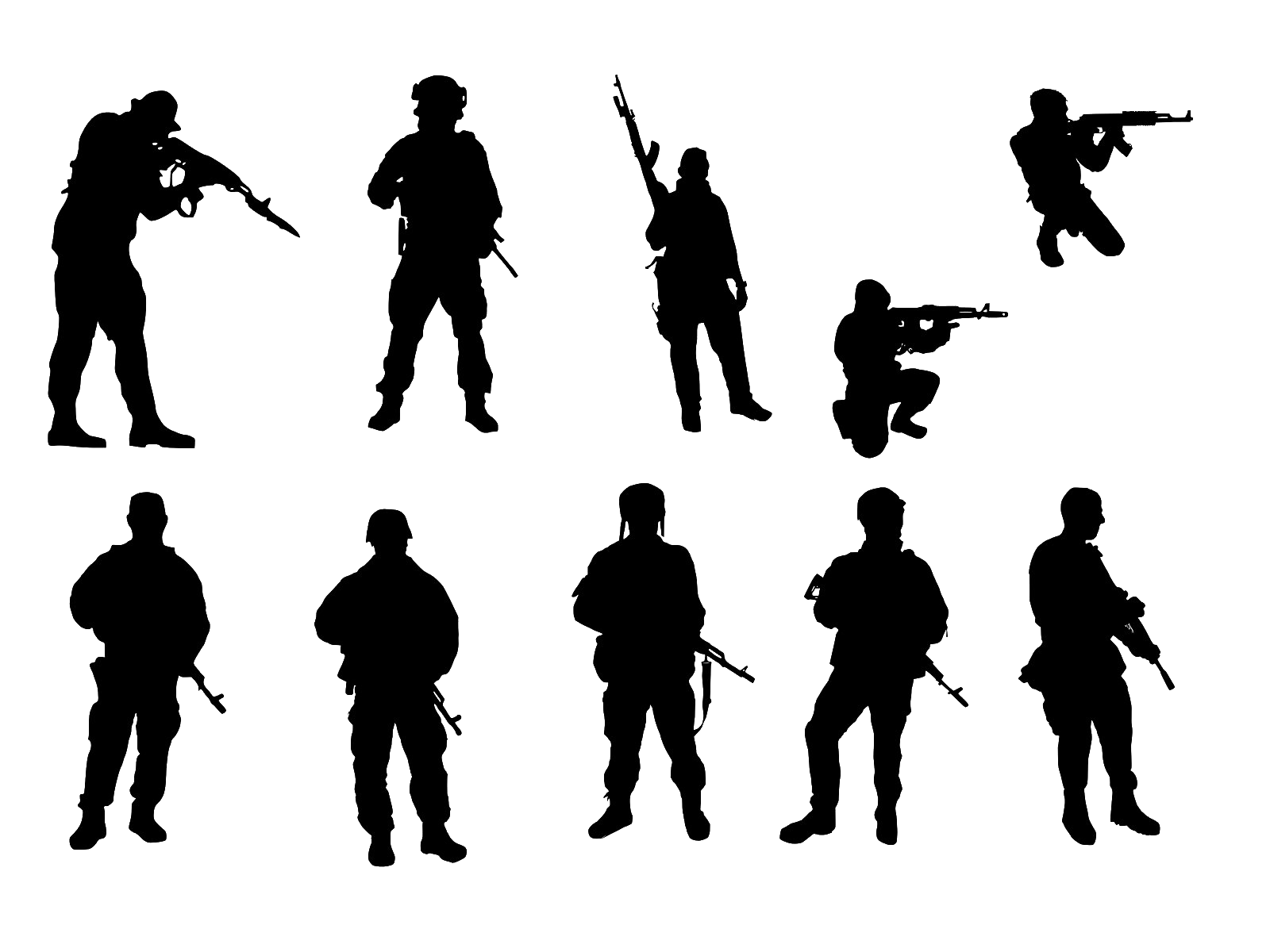Silhouette Army PNG Picture