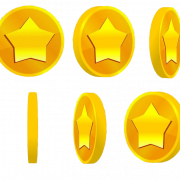 Imagem PNG de moeda de ouro do jogo em estrela