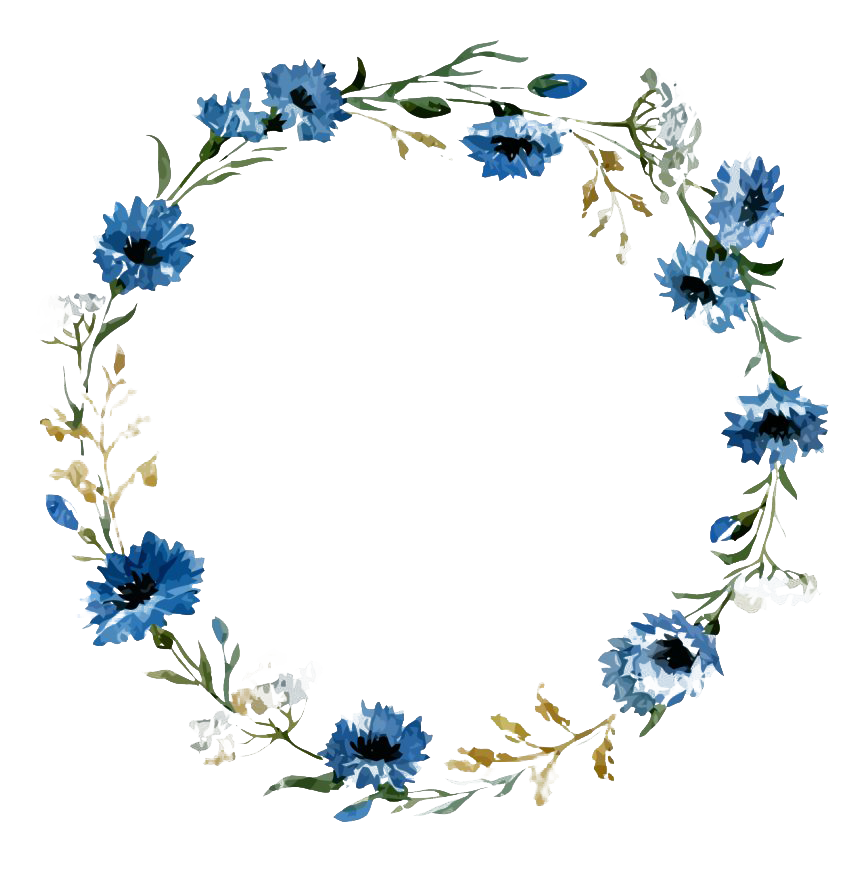 Vintage Floral Blue Frame PNG Free Download