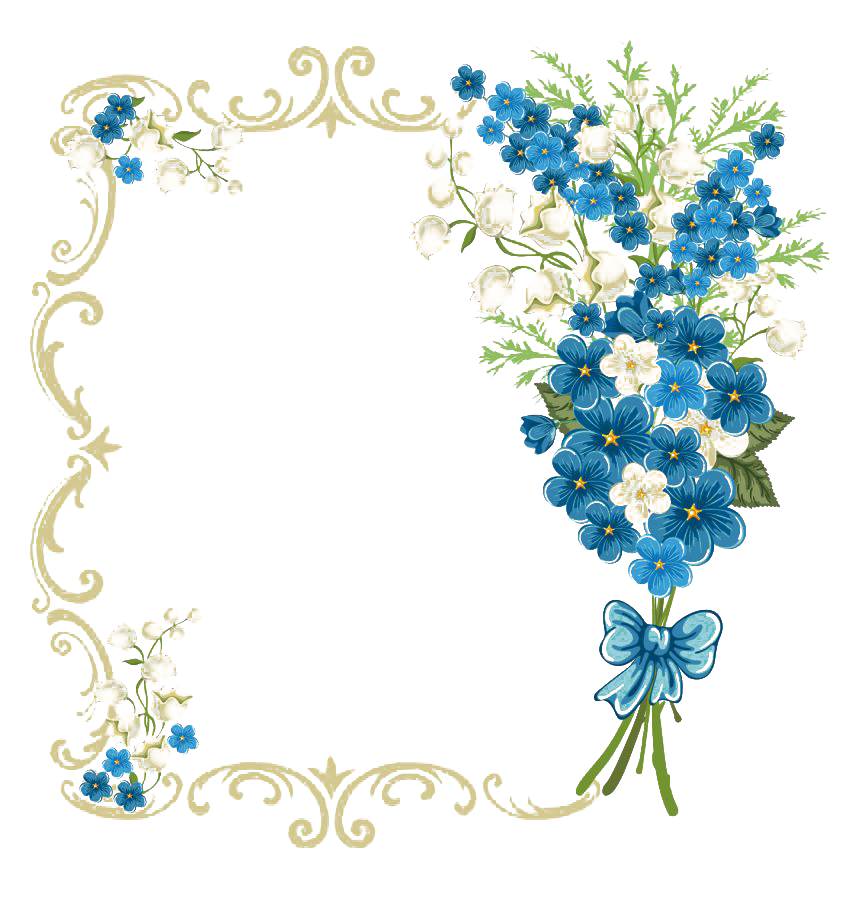 Vintage Floral Blue Frame Transparent