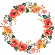 Watercolor Flower Wreath PNG Free Download
