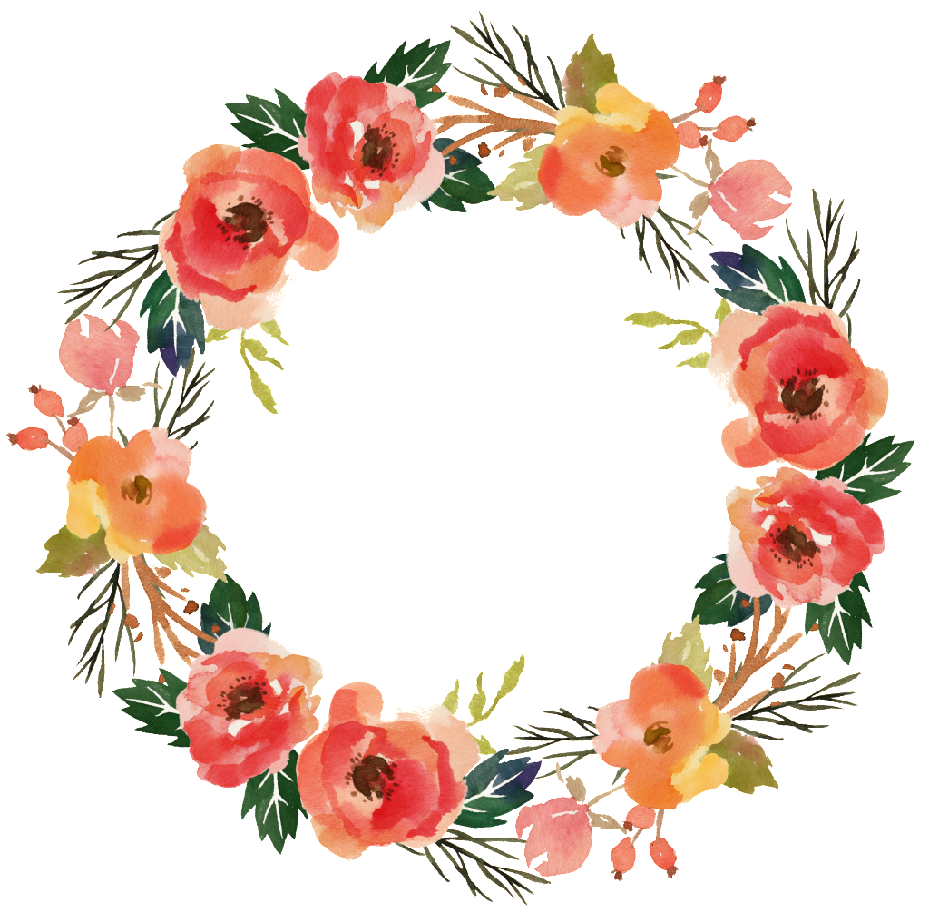 Watercolor Flower Wreath PNG Free Download