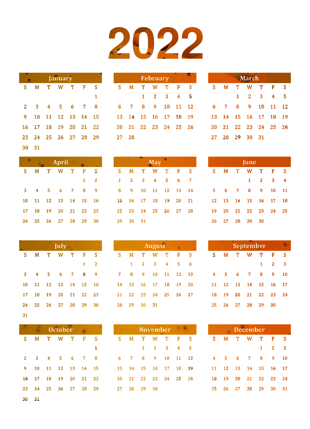 Golden Calendar 2022 PNG