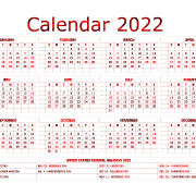 Red Calendar 2022 PNG