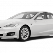 White Tesla Electric Car PNG HD Image