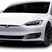 Электроэлектрический автомобиль White Tesla PNG Высококачественное изображение