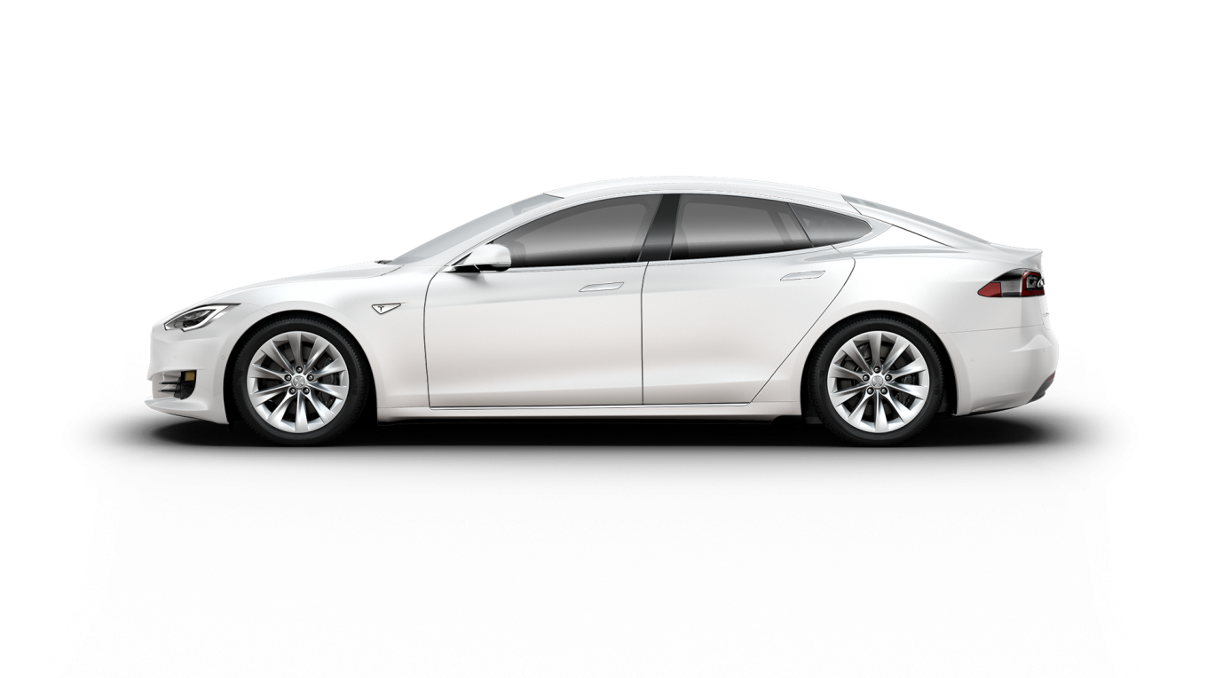 White Tesla Electric Car PNG Image