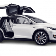 White Tesla Electric Car PNG Pic