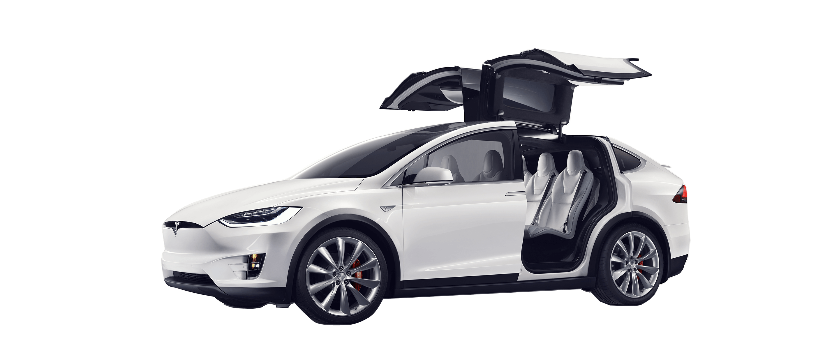 White Tesla Electric Car PNG