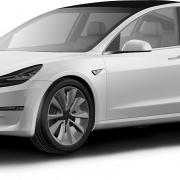 Witte Tesla elektrische auto transparant