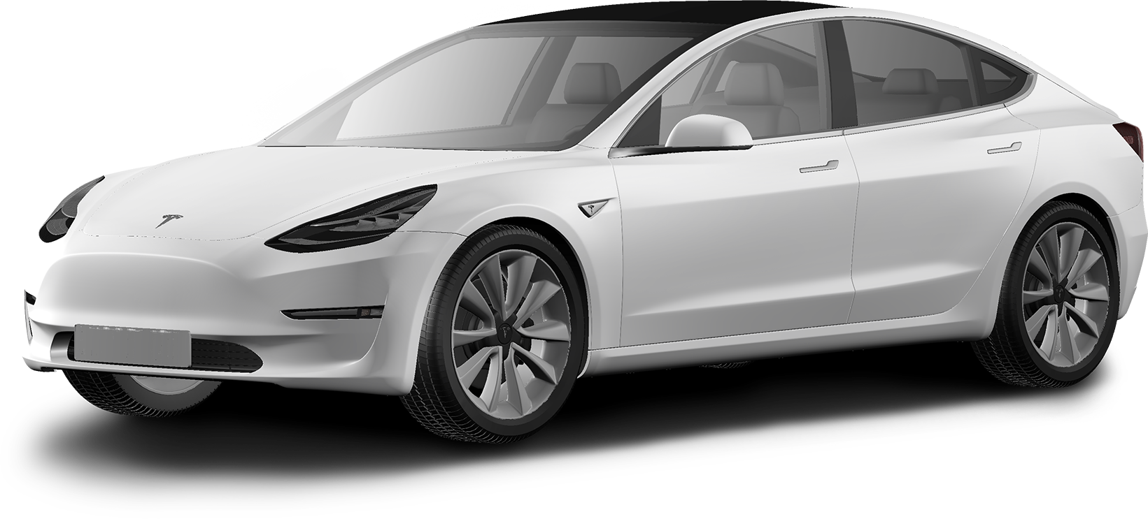 White Tesla Electric Car Transparent