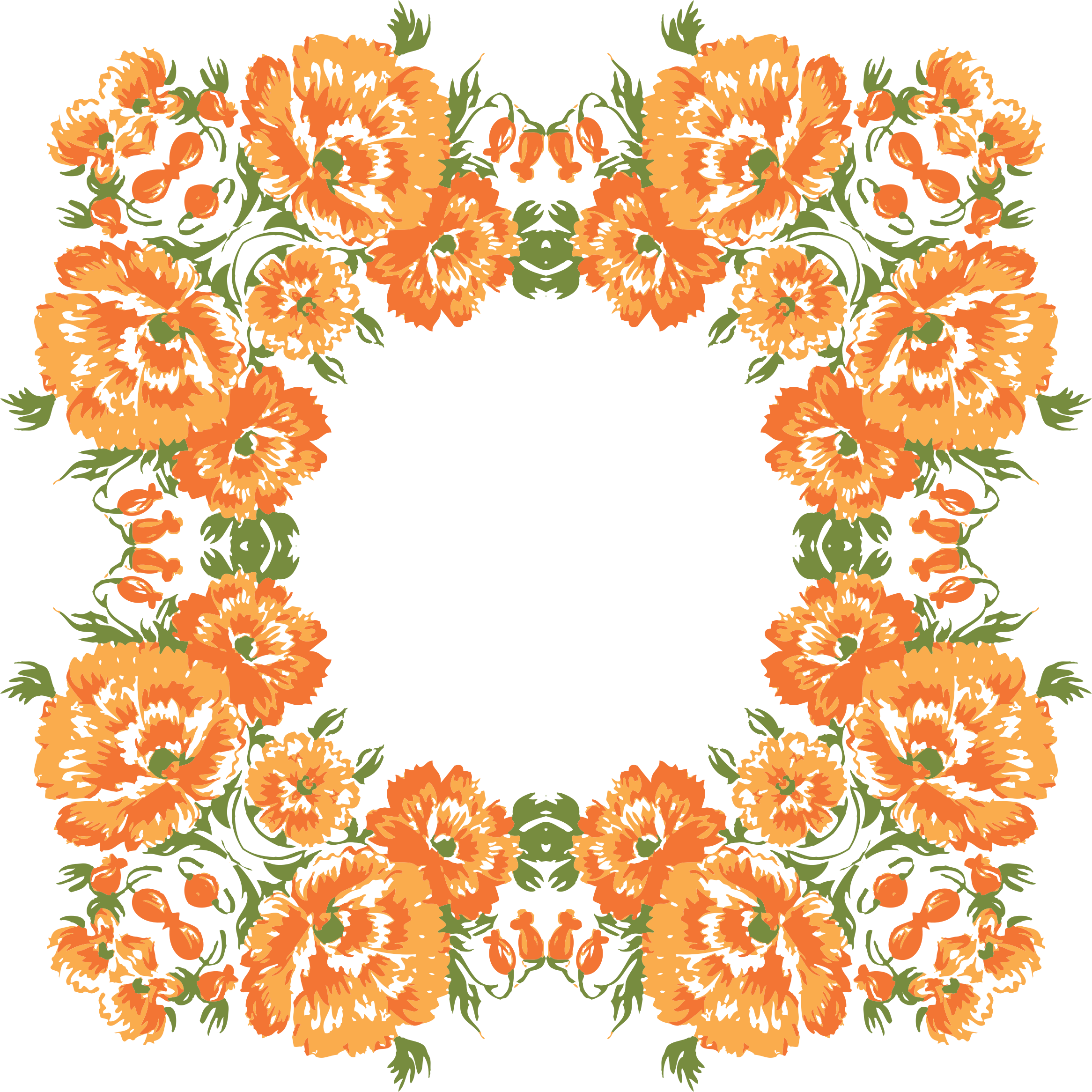 Floral Orange Frame Transparent