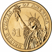 Золотая доллар монета PNG Изображение